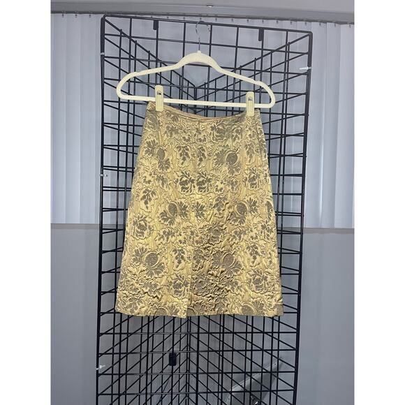 NWT Rickie Freeman for Teri John Women's Gold Brocade Skirt Size 2 - Picture 2 of 5